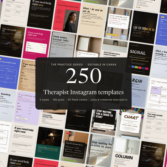 The Practice Series — 250 therapist Instagram templates in five styles