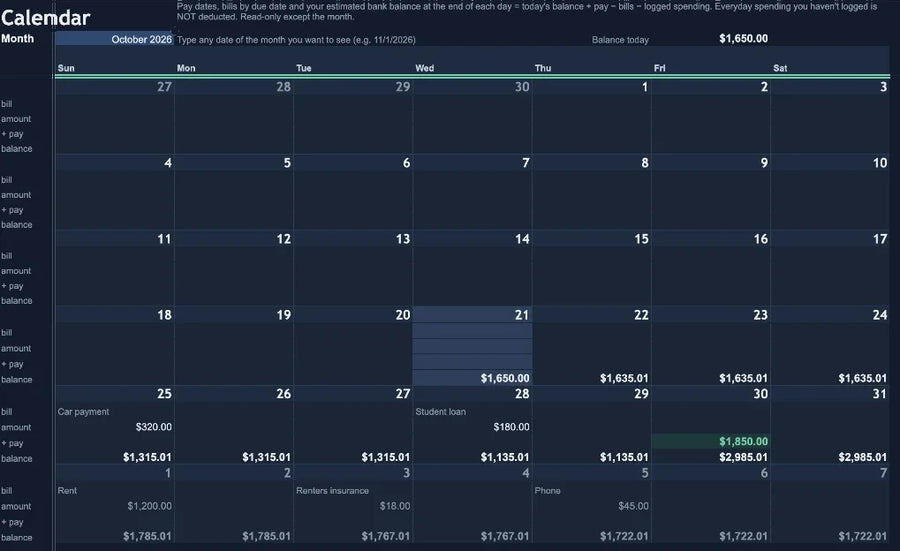 Safe to Spend Budget Planner — Google Sheets, Apple Numbers & Excel